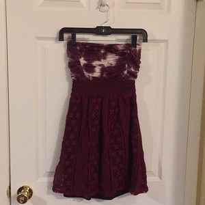 Strapless maroon dress